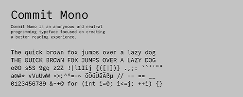 Cover for Commit Mono